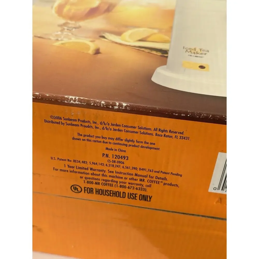 Mr. Coffee Iced Tea Maker Model TM1S with Yellow Lid Preowned